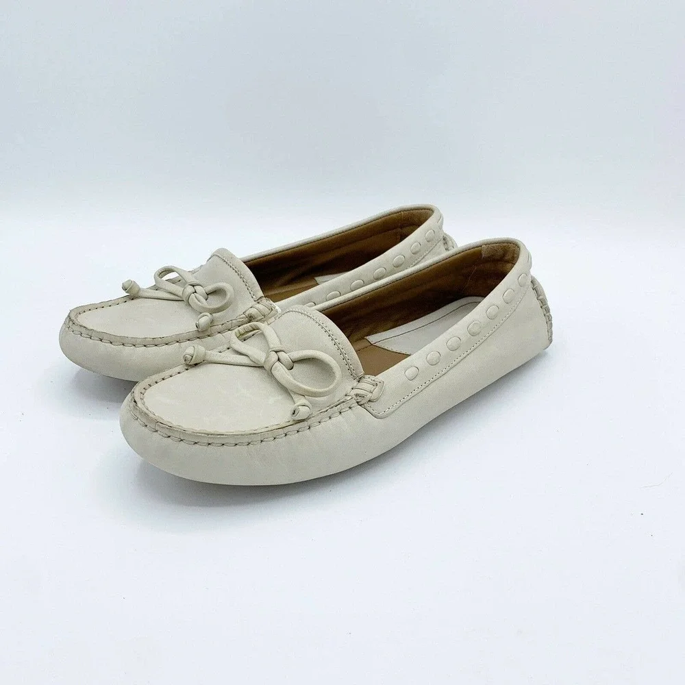 Trask Loafer Womens 6.5M White Leather Driving Moccasin‎ Casual Slip On Comfort